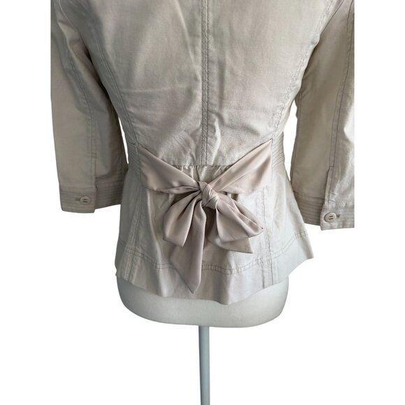 WHITE HOUSE BLACK MARKET WHBM Beige Bow Tie Back Blazer Jacket Size 00 - Picture 6 of 9